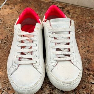 Givenchy White and Pink Lace-Up Sneakers